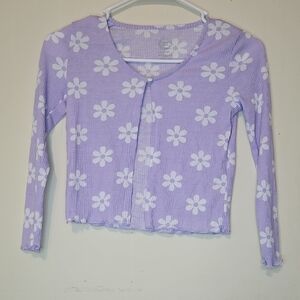 Purple Floral Long Sleeve Top